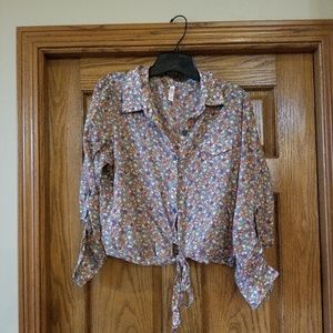 xhilaration Floral Crop Tie Top